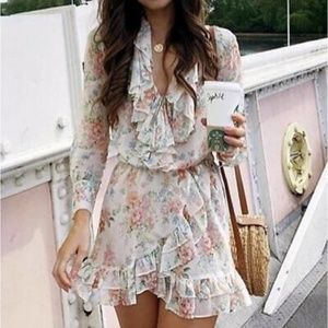 New Zara Floral Ruffle Mini Skirt Large